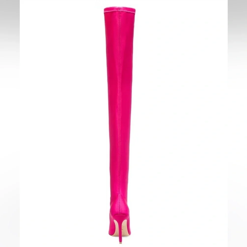 New Stuart Weitzman Ultrastuart Legging 100 Boot Fuchsia Pink OTK Sexy Sz 7.5